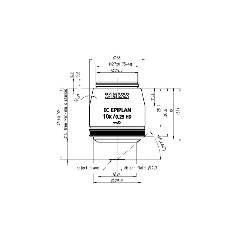 ZEISS Objectief EC Epiplan 10x/0.25 HD wd=11.0mm