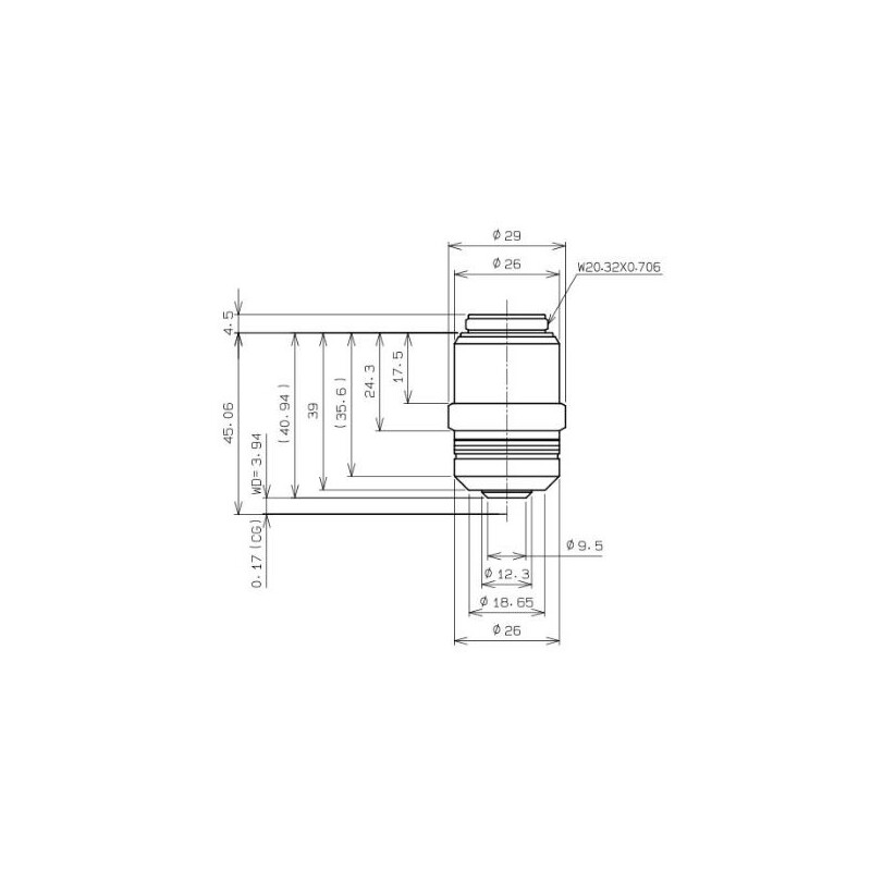 Evident Olympus objective LPLN40X/0.65, flat, infinity, dry, w.d. 3.4-4.10, cover glass 0-1.00