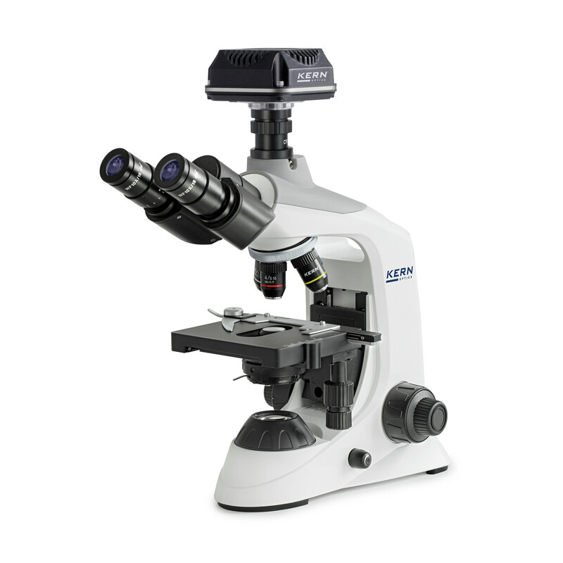 Kern Microscopes numériques, OBE 124C832, HF, numérique, 1,25 Abbe-Condenseur, fixe, USB 3.0, 40-400x, Dl, 3W LED, DIN, 5,1 MP