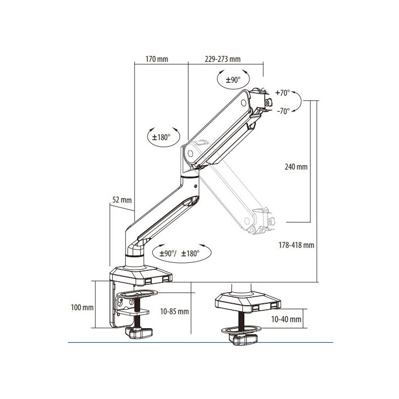 Euromex NexiusZoom Statief NZ.9047, Industrieel statief met scharnierende arm
