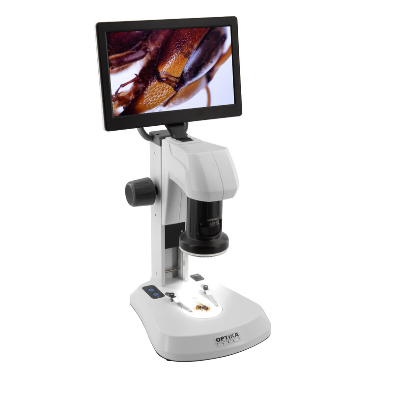 Optika , Microscope, SFX-85V, Zoom numérique, moniteur 9", 8x-54x, LED, lumière incidente et transmise