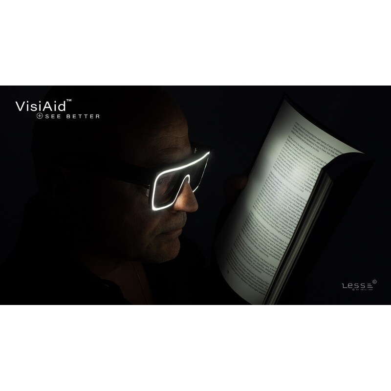 LESS Lente d`Ingrandimento VisiAid, occhiali luminosi, set completo, tavolo