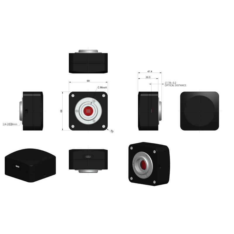 Caméra ToupTek ToupCam E10ISPM 21000KPA, couleur, CMOS, 4/3", 3,3 µm, 25-240 ips, 21 MP, USB 3.2